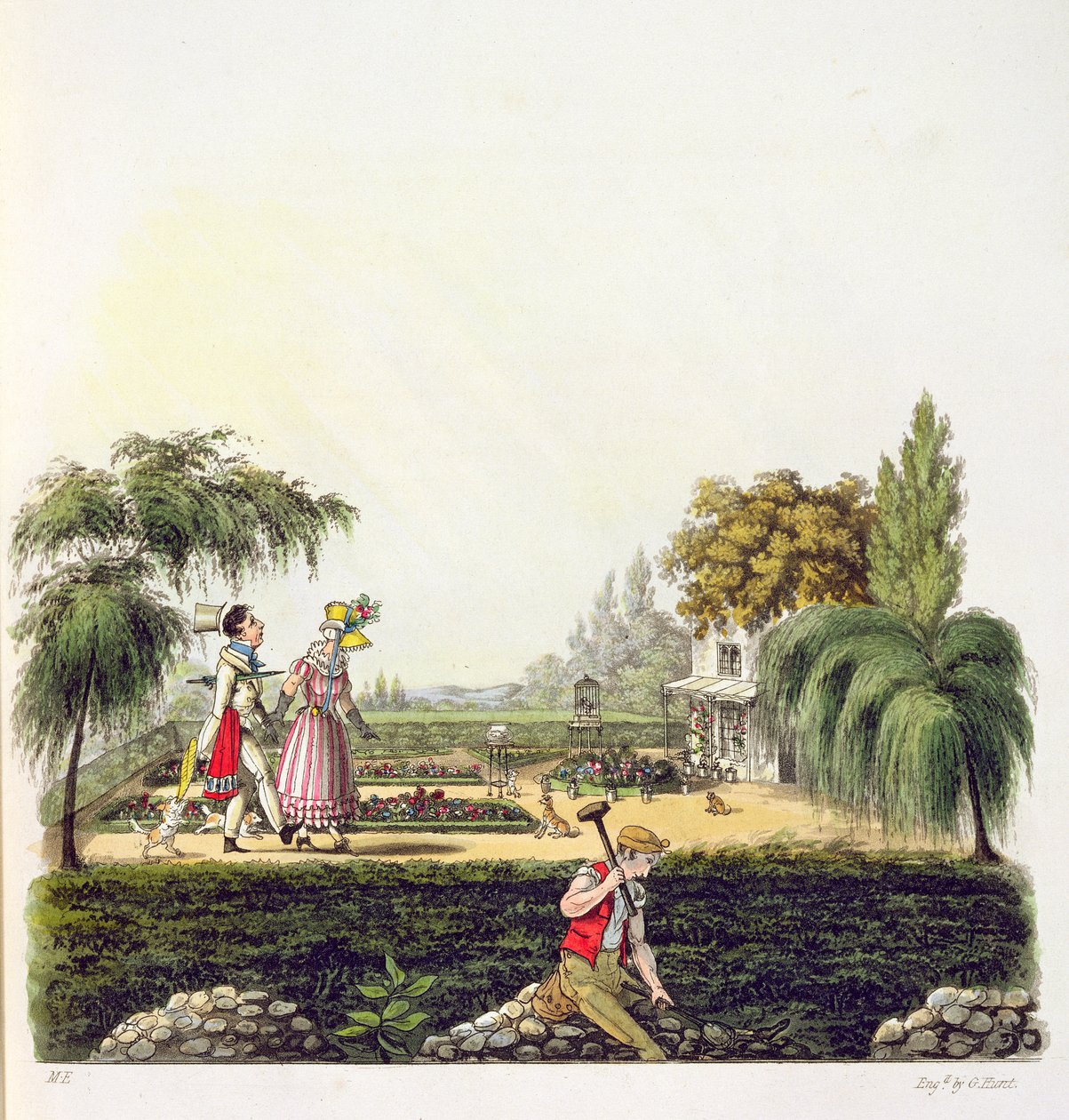 जॉर्ज हंट, 1825 (रंग उत्कीर्णन) द्वारा उकेरा गया &39;ओरीओ रिग्मारोल&39; द्वारा &39;एरी नथिंग्स, या स्क्रेप्स एंड नॉट्स एंड ऑड्स-कम-शॉर्ट्स&39; से, बोरों का एन प्लस अल्ट्रा। द्वारा माइकल एगर्टन