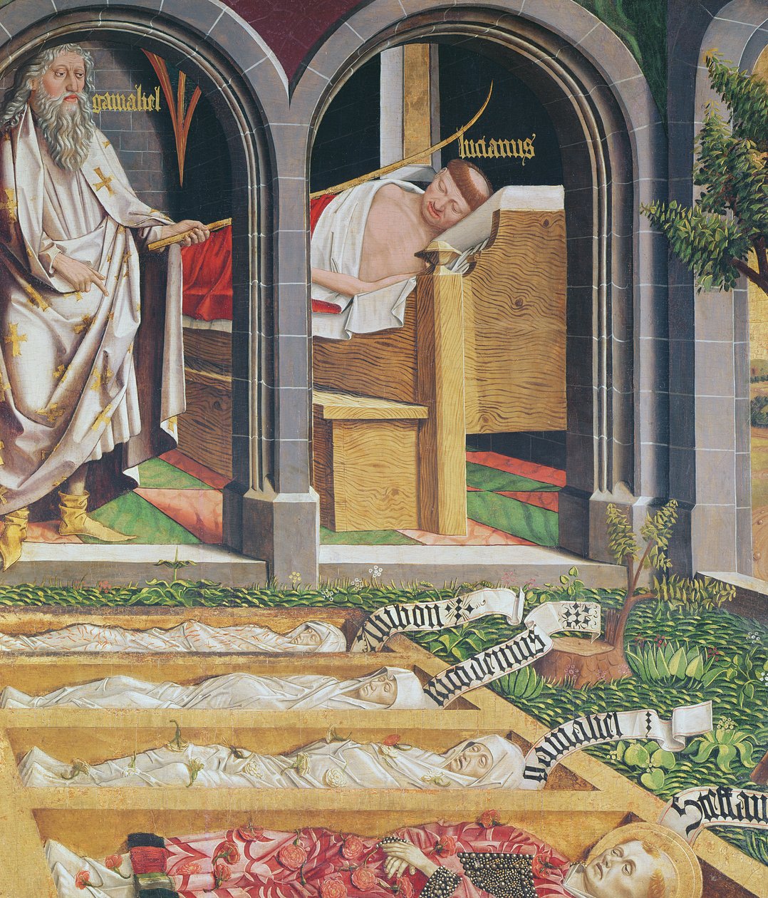सेंट स्टीफन के अल्टारपीस से गालियल का पुजारी, लुसिएन का मूल्यांकन, c.1470 द्वारा माइकल पाचर