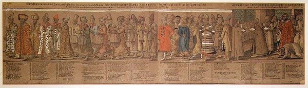 1576 में रेजेंसबर्ग में पवित्र रोमन सम्राट के लिए रूस के इवान चतुर्थ (1530-84) के महान दूतावास द्वारा माइकल पीटरल