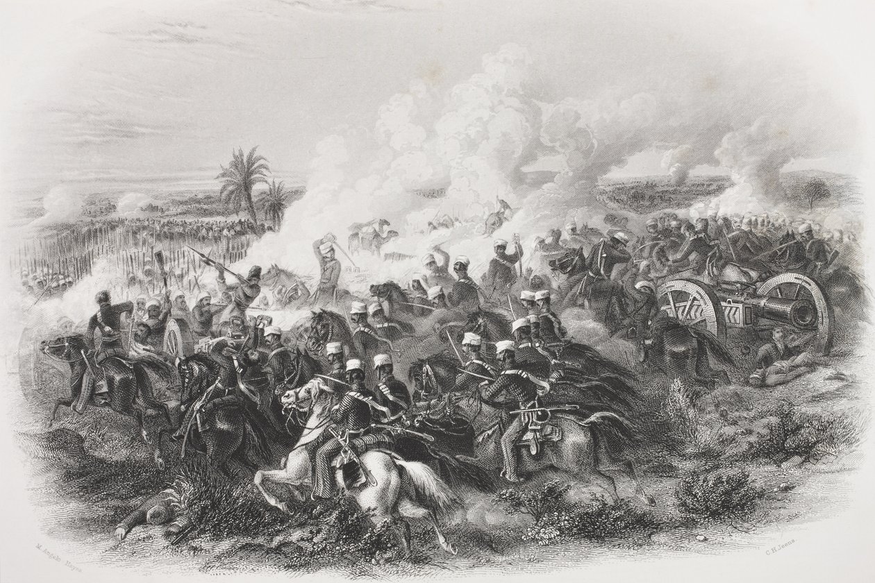 मूडी की लड़ाई, 1845, सीएच जेन्स द्वारा उत्कीर्ण, &39;गैलरी ऑफ हिस्टोरिकल पोर्ट्रेट्स&39; से, c.1880 प्रकाशित द्वारा माइकल एंजेलो हेस
