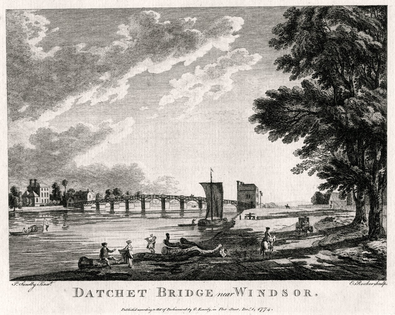 विंडसर, बर्कशायर, 1774 के पास डाटचे पुल द्वारा माइकल एंजेलो रूकर