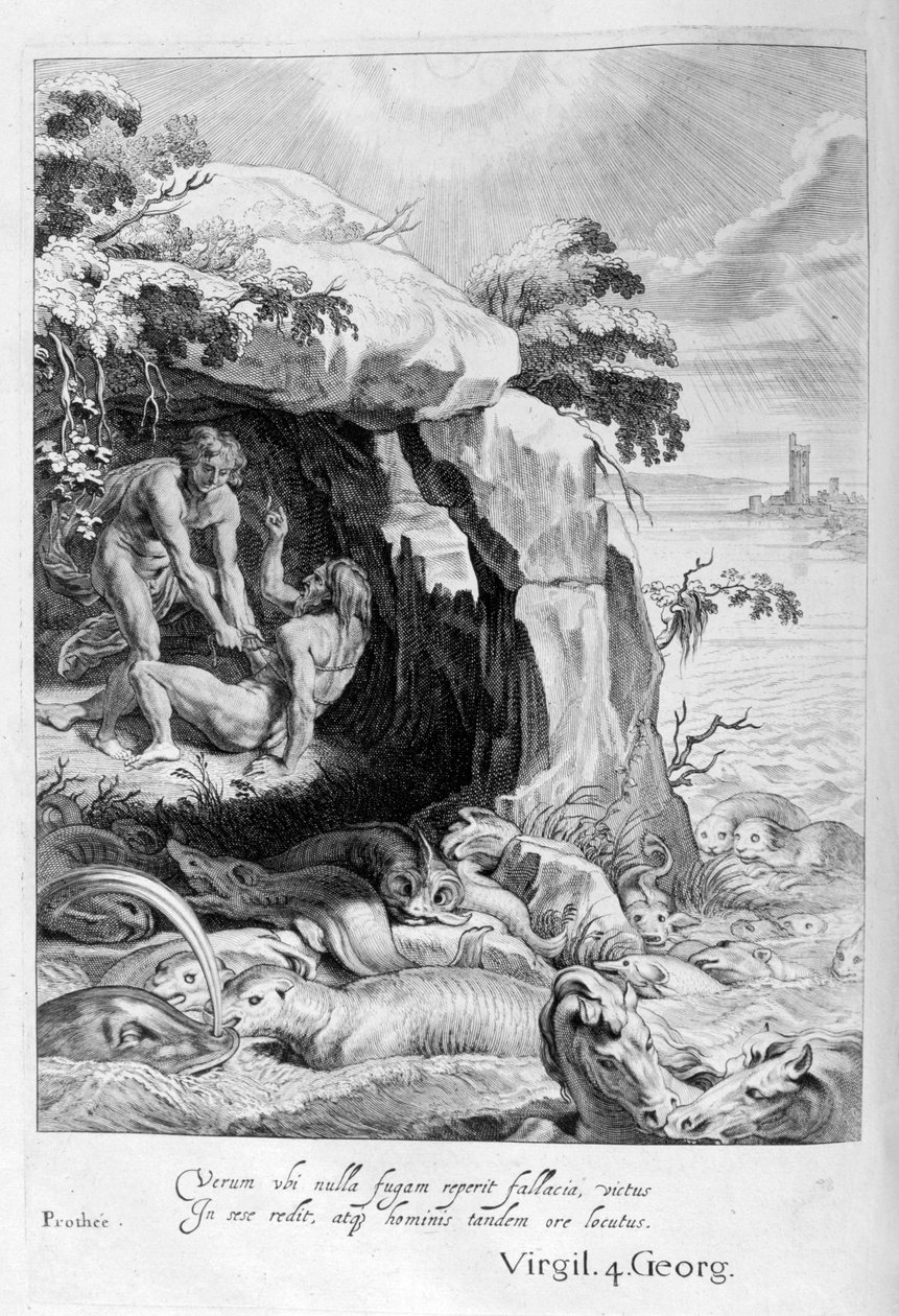 अरिस्टियस ने अपने ओरेकल, 1655 को प्रकट करने के लिए प्रोटीन को मजबूर किया। द्वारा मिशेल डी मारोलस