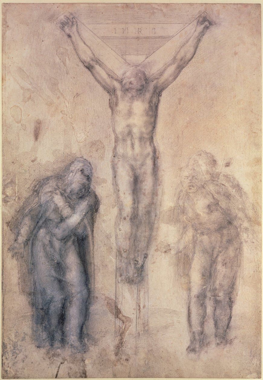 Inv.1895-9-15-509 रेक्टो W.81 एक Crucifixion के लिए अध्ययन (पेंसिल पर undll) द्वारा माइकल एंजेलो बुओनारोती