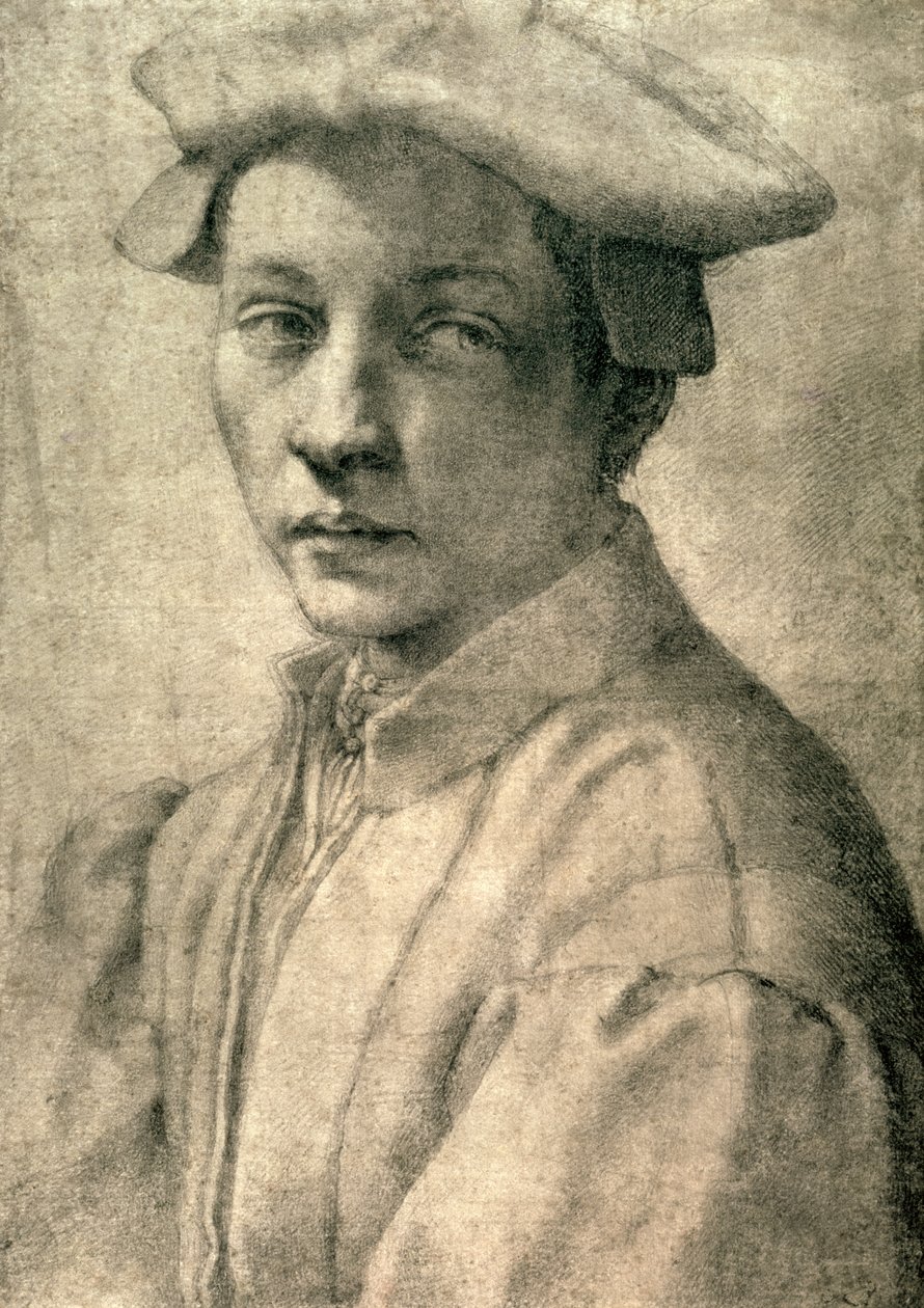 एंड्रिया क्वारेट्सि का पोर्ट्रेट, c.1532 (कागज पर काला चाक) द्वारा माइकल एंजेलो बुओनारोती