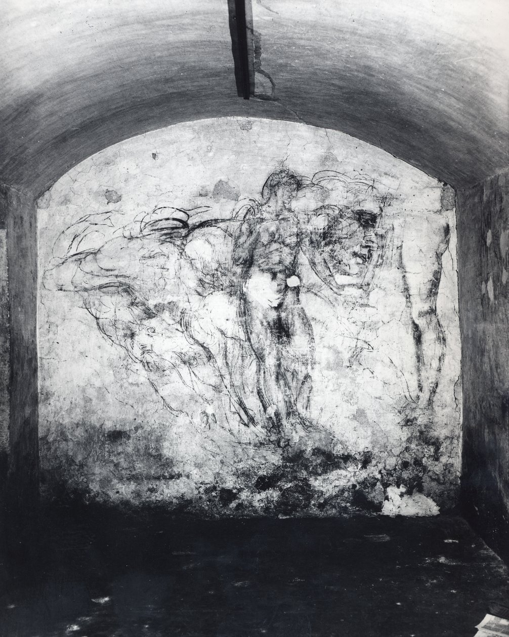 दीवारों की दीवार ड्राइंग, c.1530 (प्लास्टर पर लकड़ी का कोयला) द्वारा माइकल एंजेलो बुओनारोती