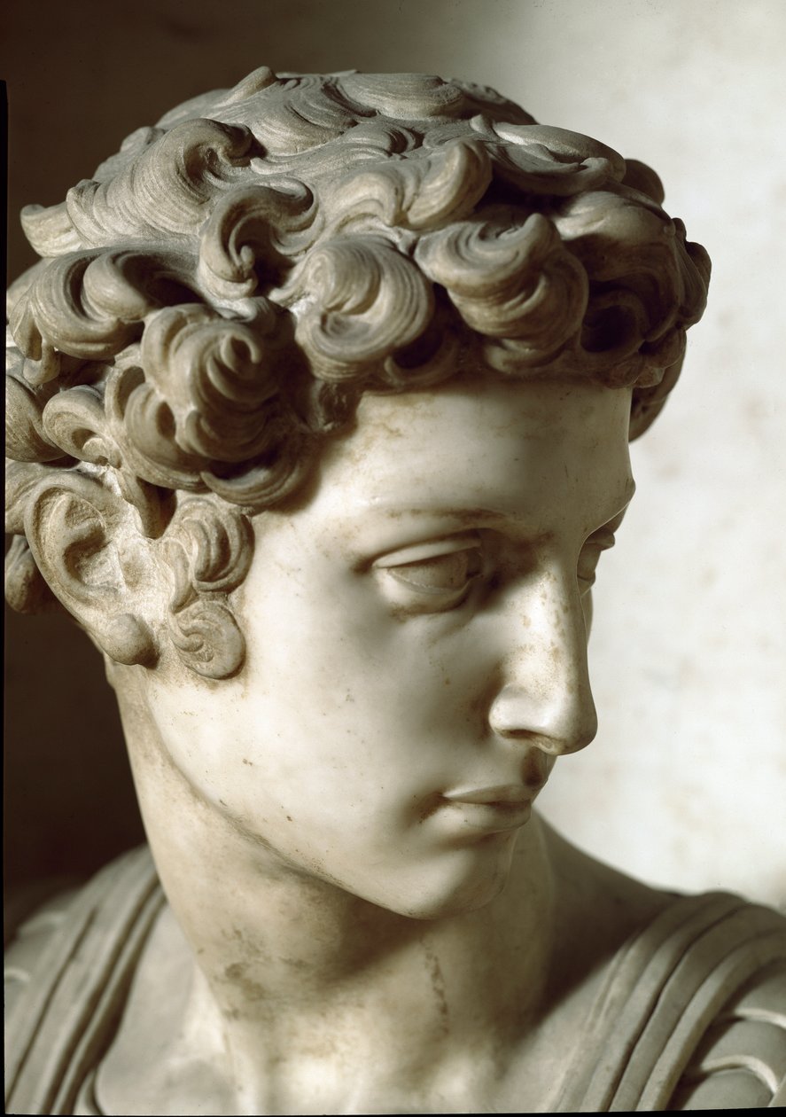 दिन और रात का रूपक: मृतक का विवरण। Giuliano de Medici का मकबरा। संगमरमर की मूर्ति द्वारा माइकल एंजेलो बुओनारोती