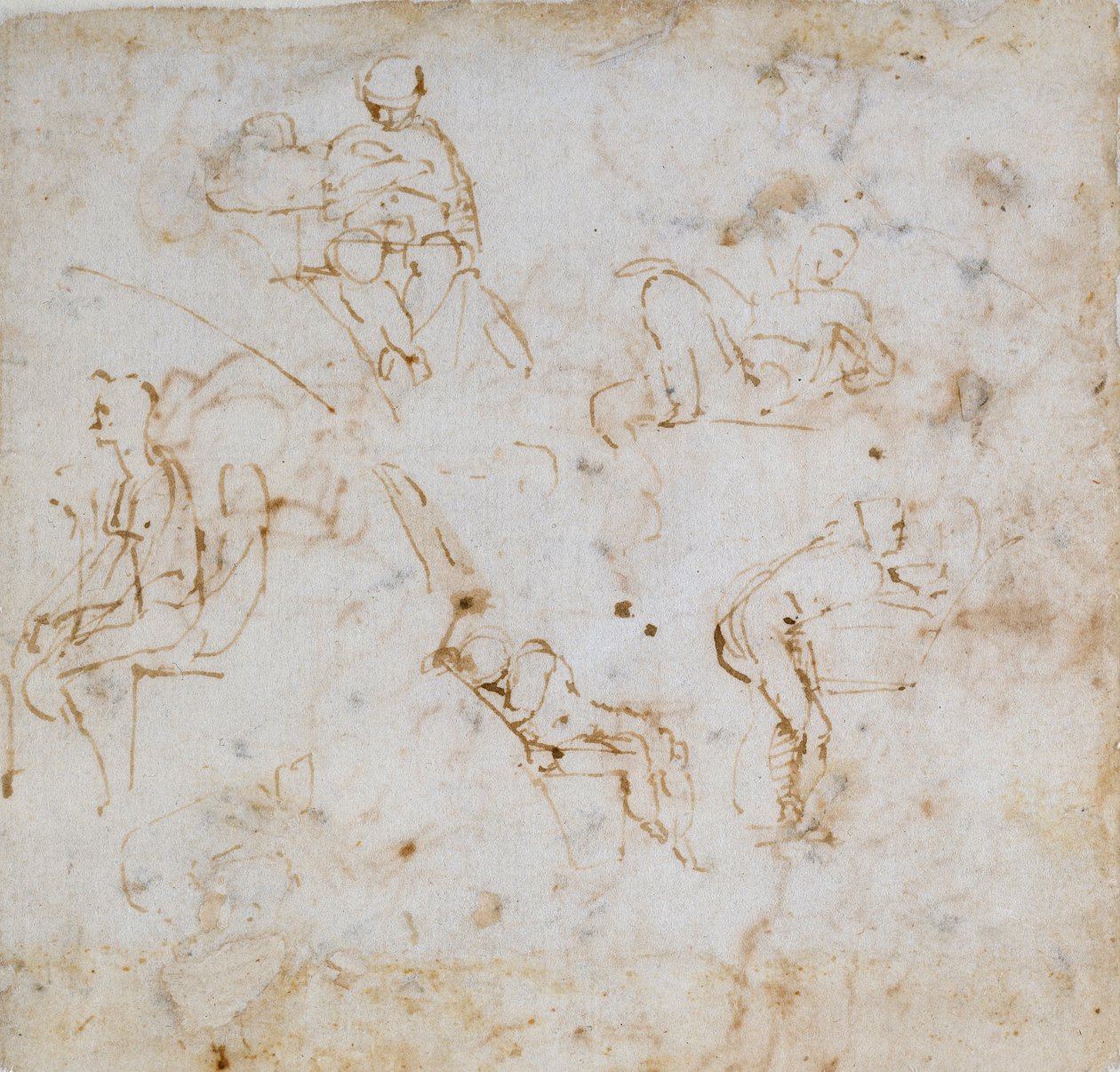 पांच छोटे चित्र अध्ययन, c1490-1560 द्वारा माइकल एंजेलो बुओनारोती