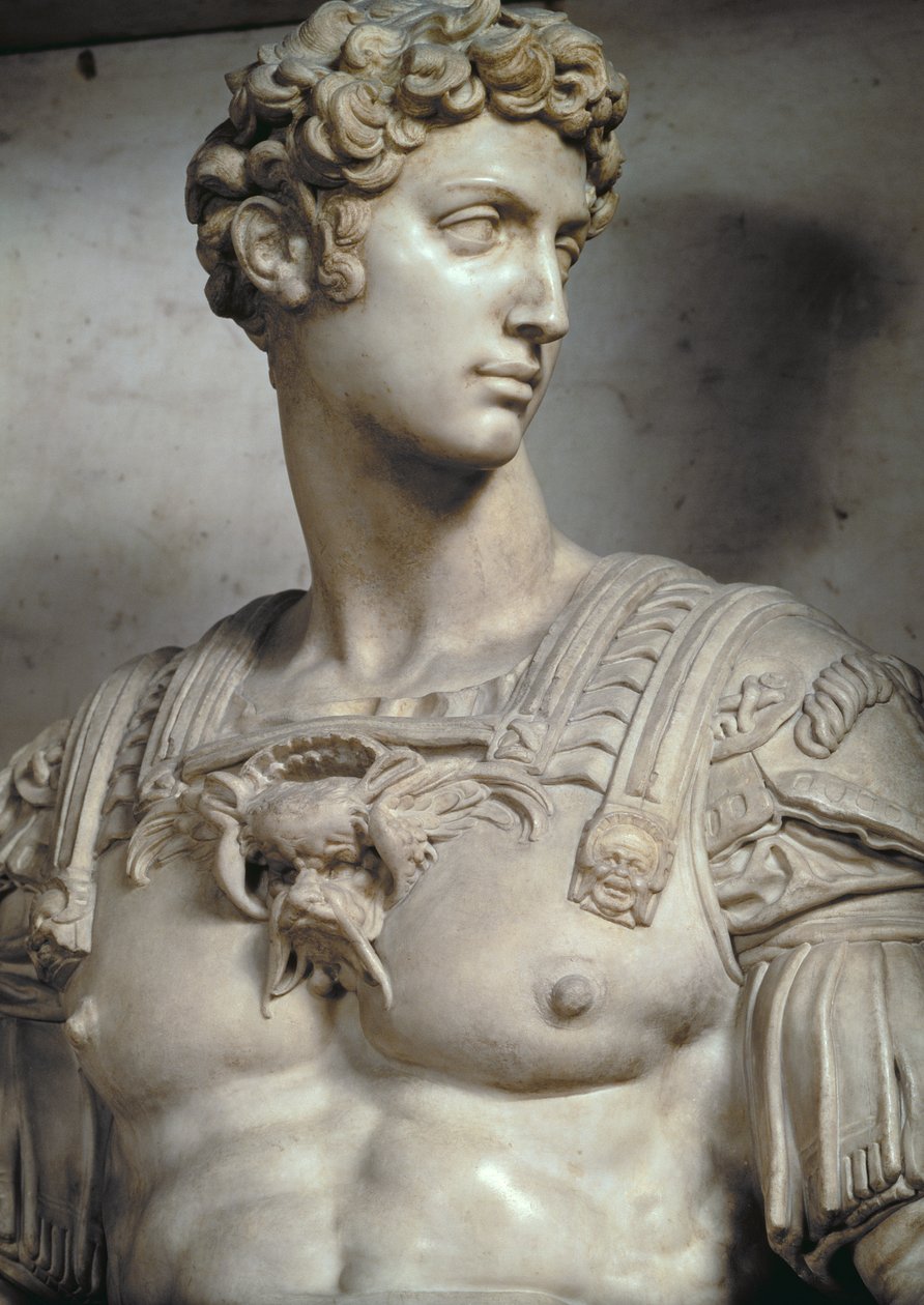 Giuliano de Medici, ड्यूक ऑफ नेमॉर्स 1479-1516, माइकल एंजेलो बुओनारोती 1475-1564, 1533 संगमरमर का 85089 और 52674 द्वारा अपने मकबरे से आंकड़ा का विस्तार द्वारा माइकल एंजेलो बुओनारोती