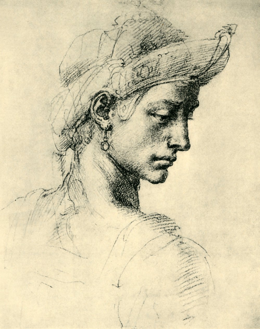 आइडियल हेड, 1520-1525, 1943। द्वारा माइकल एंजेलो बुओनारोती
