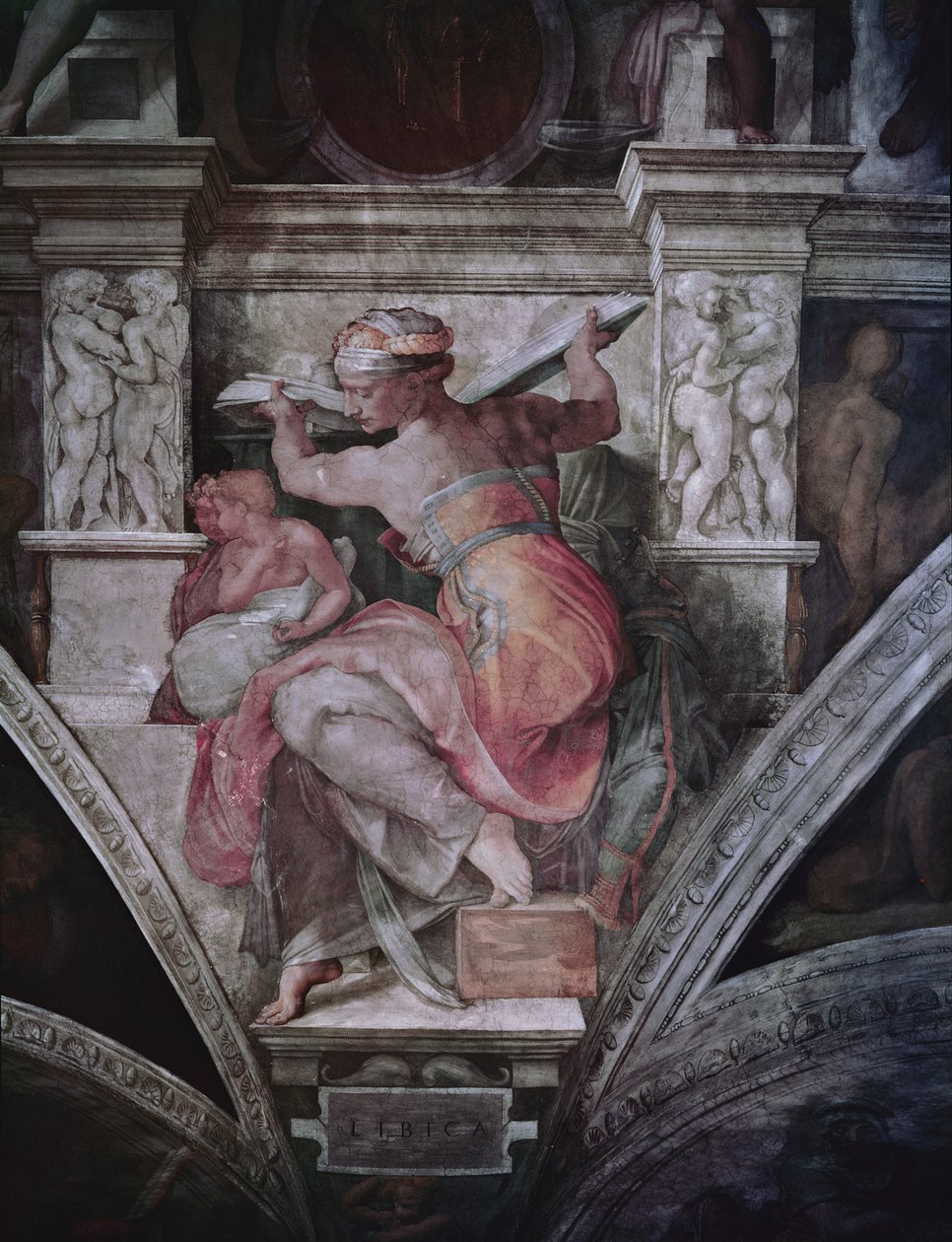 सिस्टिन चैपल सीलिंग: लीबिया सिबिल, c.1508-10 (पूर्व बहाली) द्वारा माइकल एंजेलो बुओनारोती