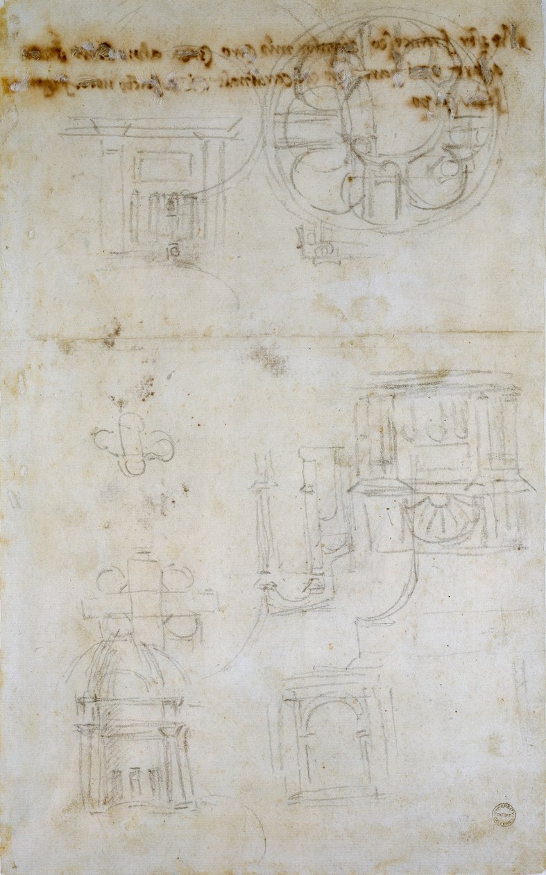सेंट पीटर्स के लिए अध्ययन दिखाते हुए स्केच, c1490-1560 द्वारा माइकल एंजेलो बुओनारोती