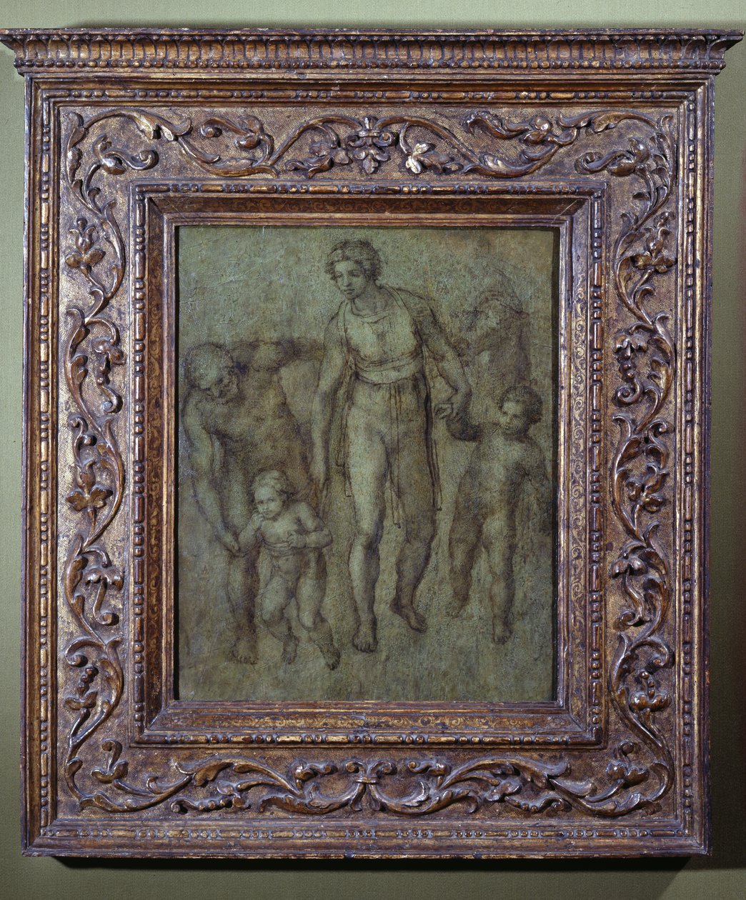 सेंट जॉन द बैप्टिस्ट के साथ पवित्र परिवार, c.1540 (पैनल पर ब्रश और ब्राउन वॉश) द्वारा माइकल एंजेलो बुओनारोती