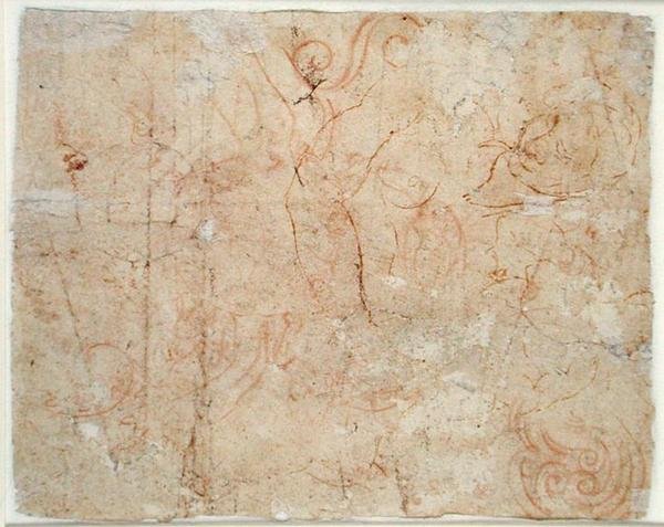 विभिन्न अध्ययन, c.1525 (कागज पर लाल चाक) द्वारा माइकल एंजेलो बुओनारोती