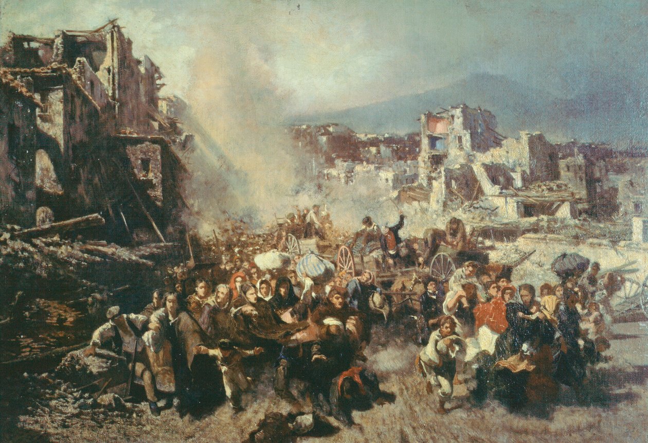टोरे डेल ग्रीको में भूकंप, मिशेल कैम्मारानो द्वारा (1835-1920), कैनवास पर तेल द्वारा मिशेल कैमरामैनो