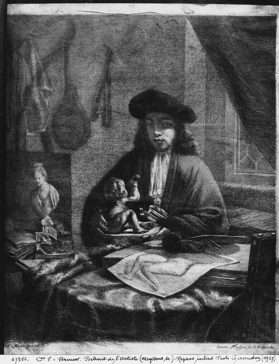 जोहानस मेयेंस (1612-70) द्वारा उत्कीर्ण एक युवा कलाकार का चित्र द्वारा माइकल वैन मुशर