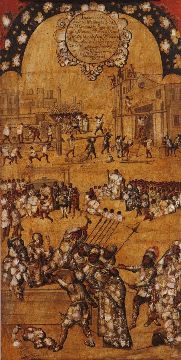 मेक्सिको की विजय, पैनल IV, c.1696-1715 (लकड़ी पर पेंट) द्वारा मिगुएल गोंजालेज