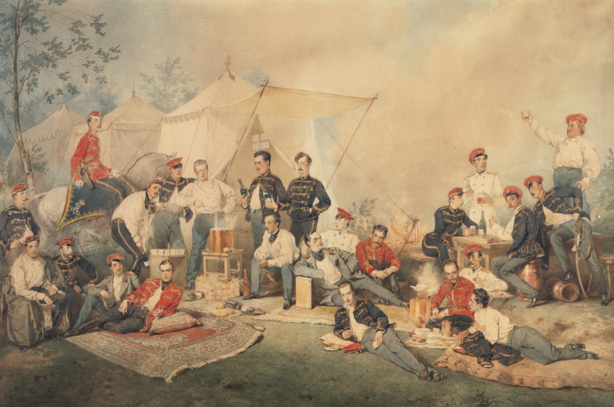 हुसर्स कारूस, 1873 (कागज पर wc) द्वारा Zichy द्वारा Mihaly