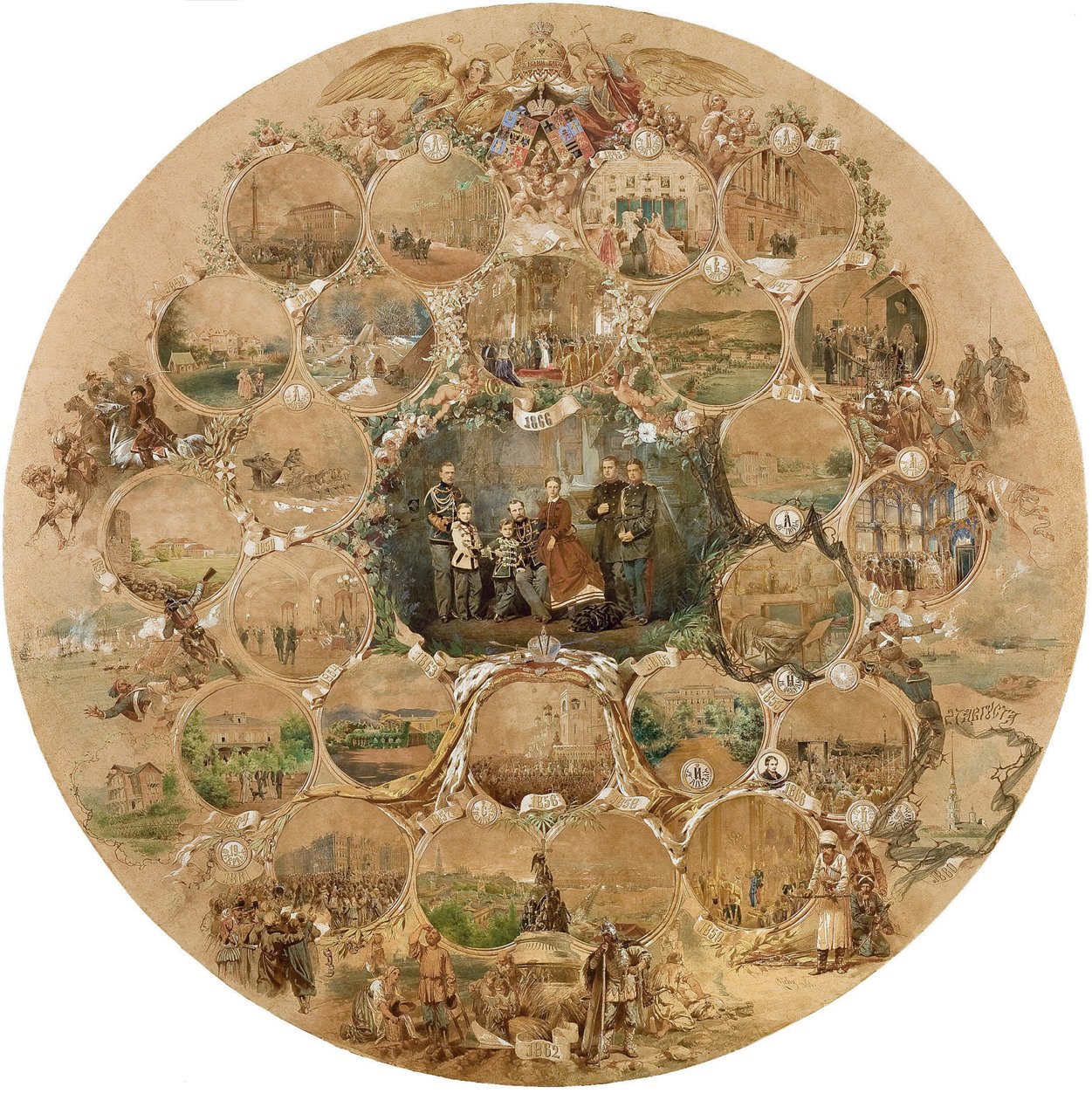 सम्राट अलेक्जेंडर द्वितीय की रजत शादी के उत्सव की रचना, 1866 द्वारा Zichy द्वारा Mihaly
