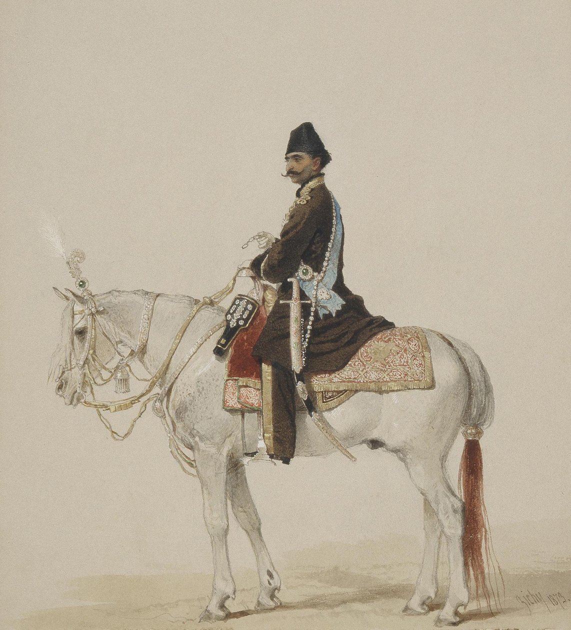 नेस्सर अल-दीन शाह क़ज़र 1831-1896, 1873 का अश्वारोही चित्र द्वारा Zichy द्वारा Mihaly