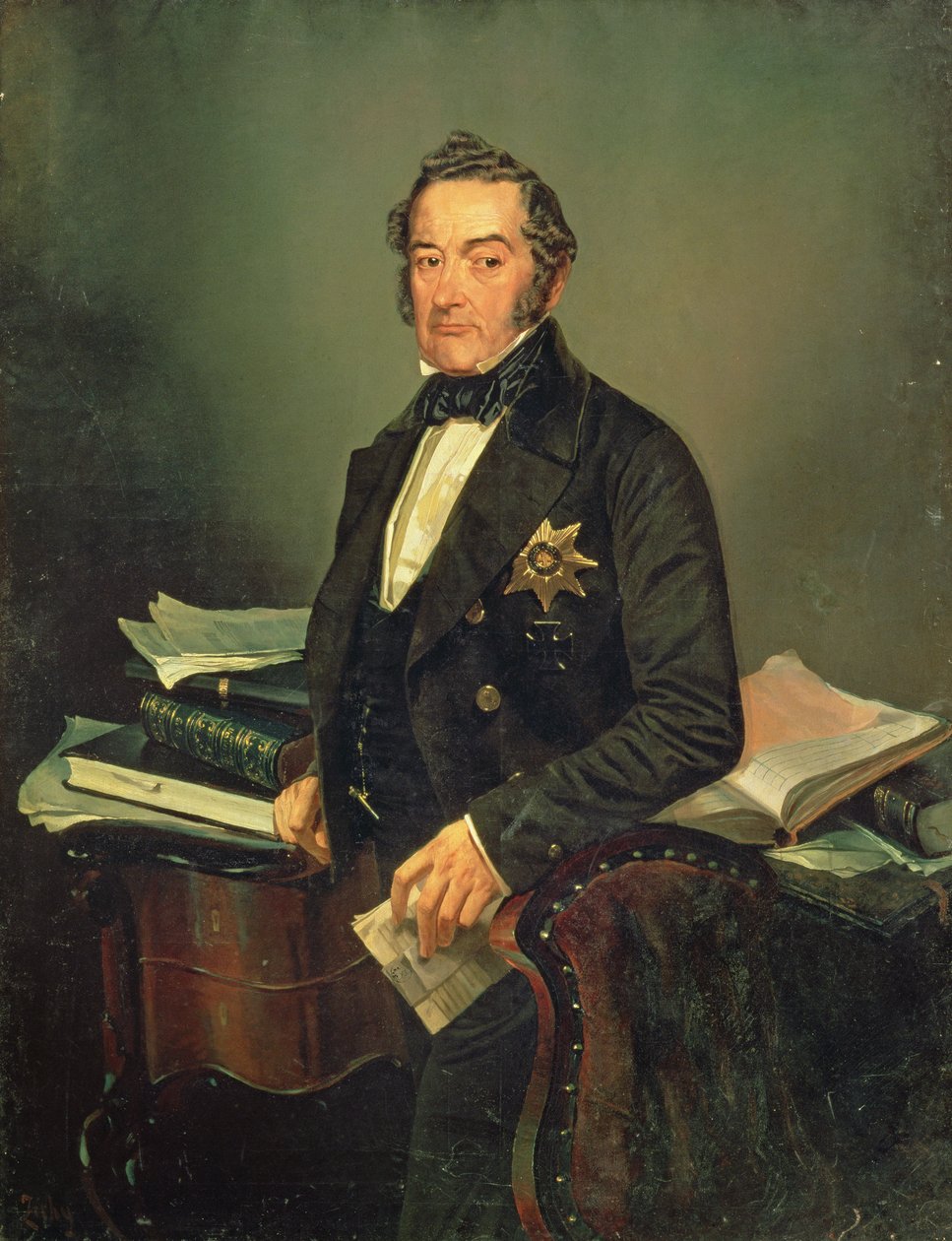 सीनेटर इवान टॉल्स्टॉय का पोर्ट्रेट (1792-1854) (कैनवास पर तेल) द्वारा Zichy द्वारा Mihaly