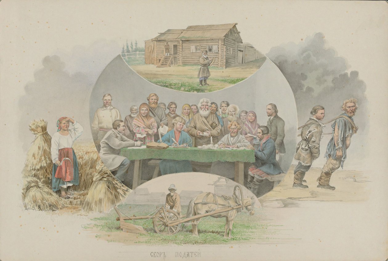कर संग्रह, 1862। द्वारा मिखाइल Stepanovich Znamensky