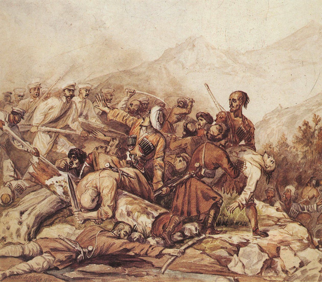 11 जुलाई, 1840, 1840 को वैलेरिक नदी की लड़ाई द्वारा मिखाइल यूरीविच लाइरमोंटोव