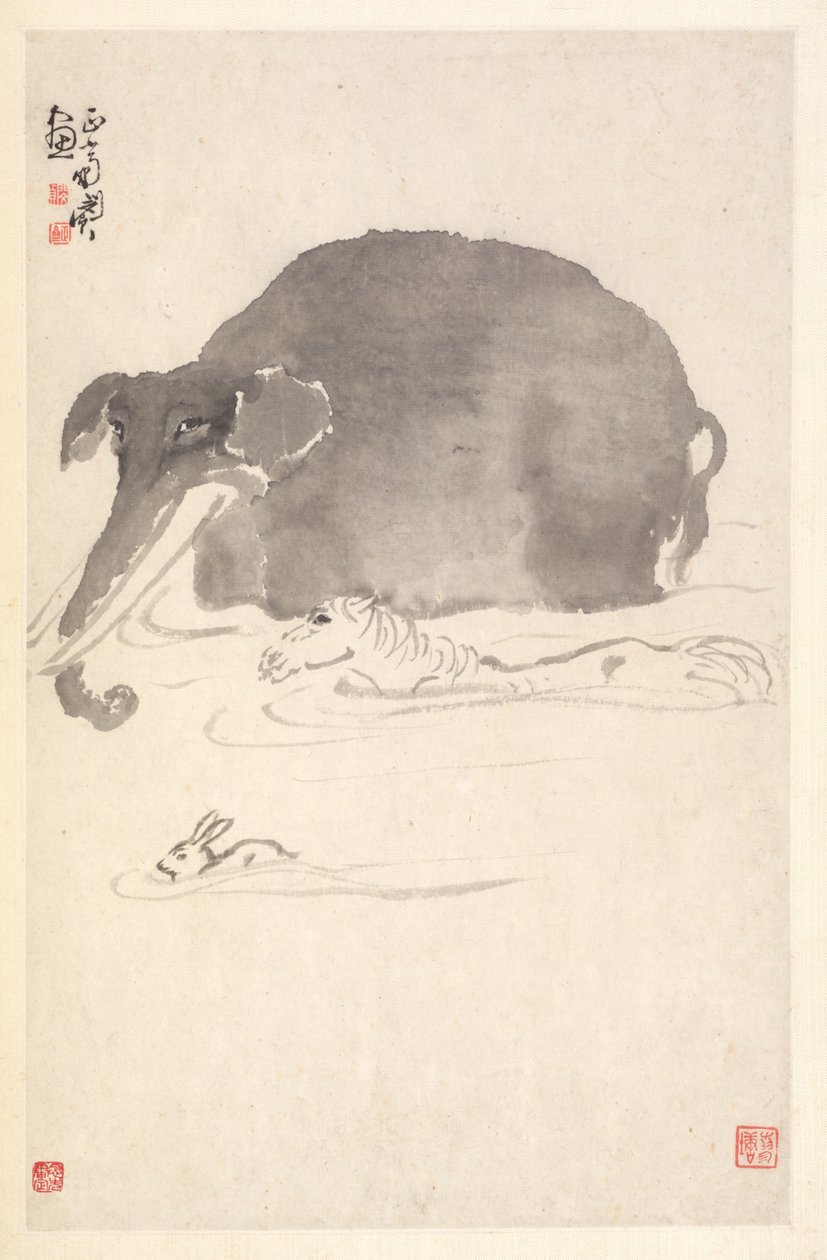 हाथी, घोड़ा और हरे, 1788। द्वारा मिन झेन