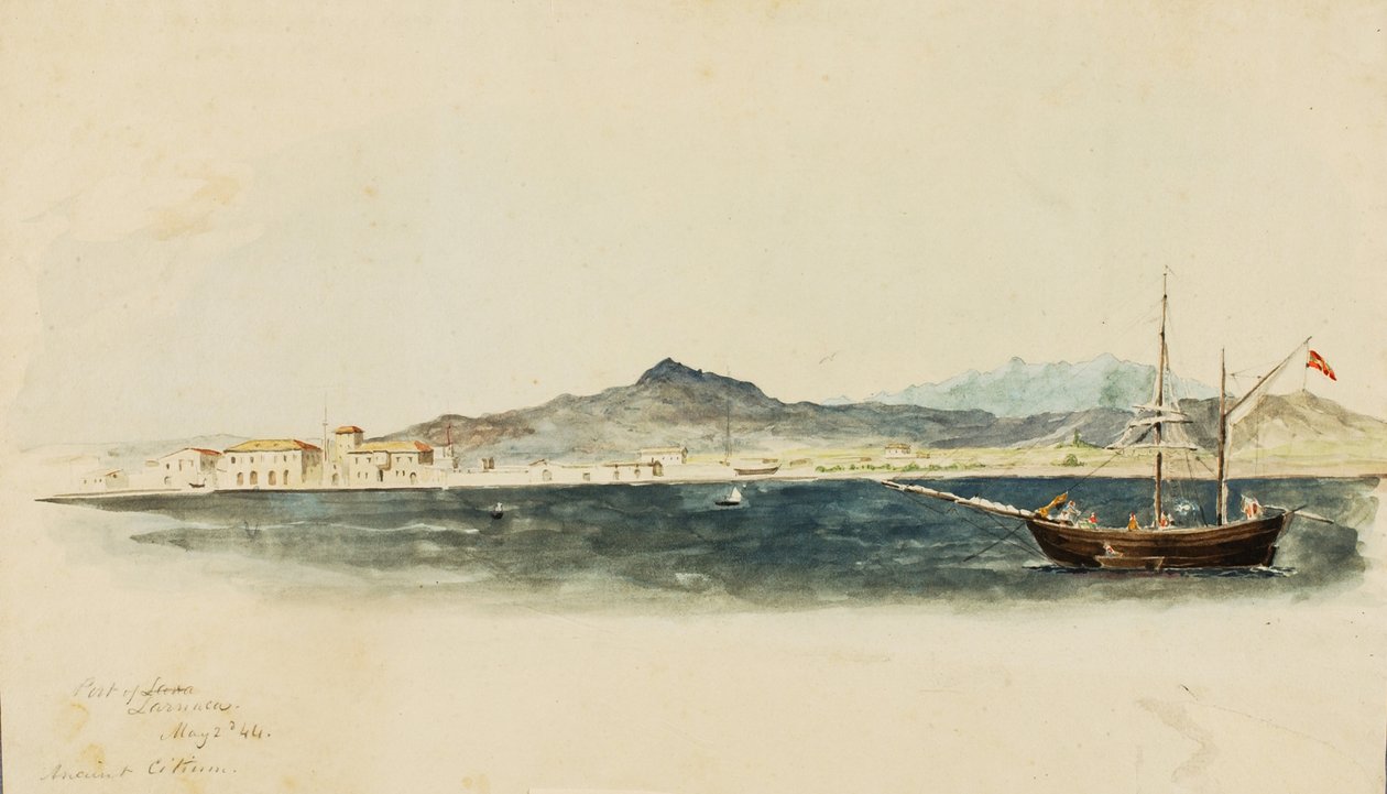 लर्नाका का बंदरगाह, 1844। द्वारा माइनर किलबोर्न केलॉग