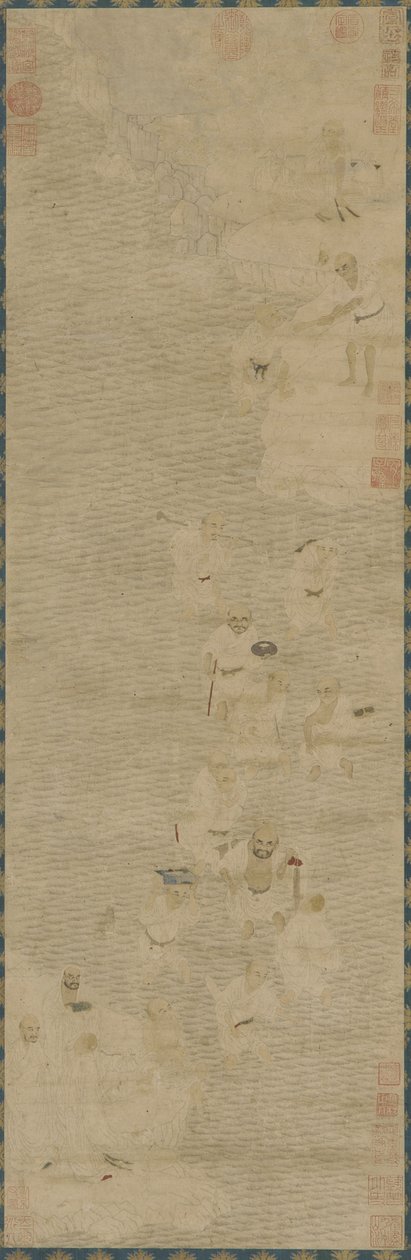 लुओहान एक नदी पार, 16 वीं -17 वीं शताब्दी (कागज पर स्याही और रंग) द्वारा मिंग राजवंश चीनी स्कूल