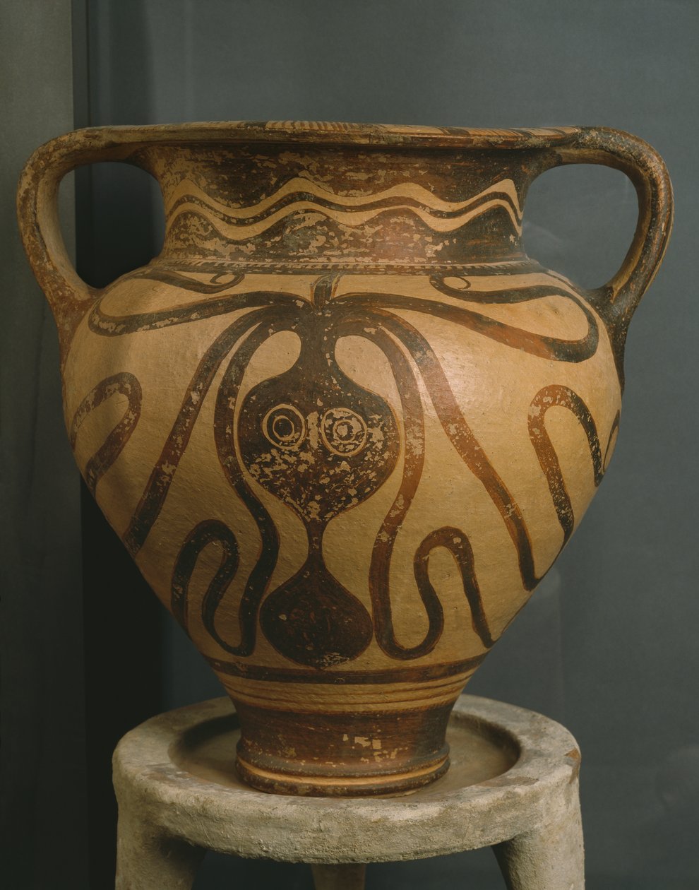 लिगोर्टिनोस, मेसारा, क्रेते, लेट मिनोअन पीरियड III A - III B, c.1400-1200 BC (चित्रित मिट्टी के बरतन) से ऑक्टोपस डिजाइन के साथ क्रेटर द्वारा Minoan