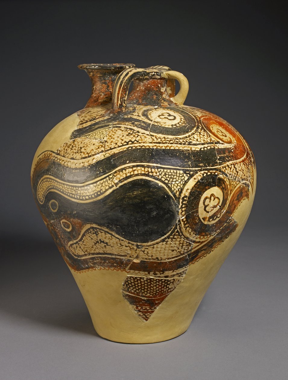 ऑक्टोपस डिजाइन, नॉटोस, क्रेते, लेट मिनोअन अवधि II, c.1450-1400 ईसा पूर्व (चित्रित मिट्टी के बरतन) के साथ मिट्टी के बर्तनों जार द्वारा Minoan