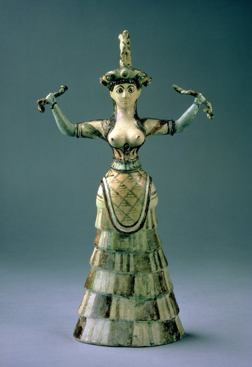 साँप देवी की मूर्ति, मूर्तिकला, c.1600 ईसा पूर्व द्वारा Minoan