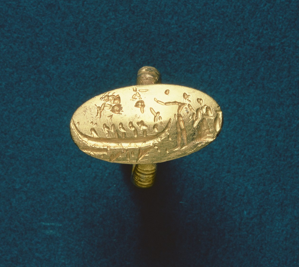 सील की अंगूठी, देर से मिनोअन, c.1500 ईसा पूर्व (सोना) द्वारा Minoan