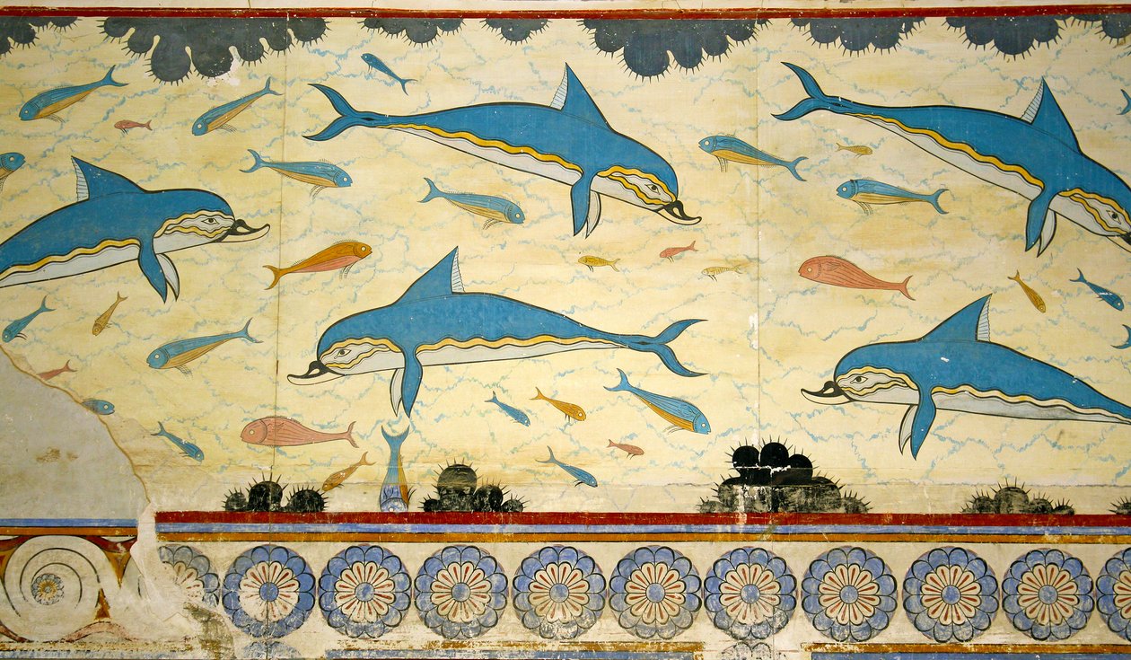 रानी के बाथरूम में डॉल्फिन फ्रेस्को, नोसोस, क्रेते 1550-1450 ईसा पूर्व द्वारा Minoan