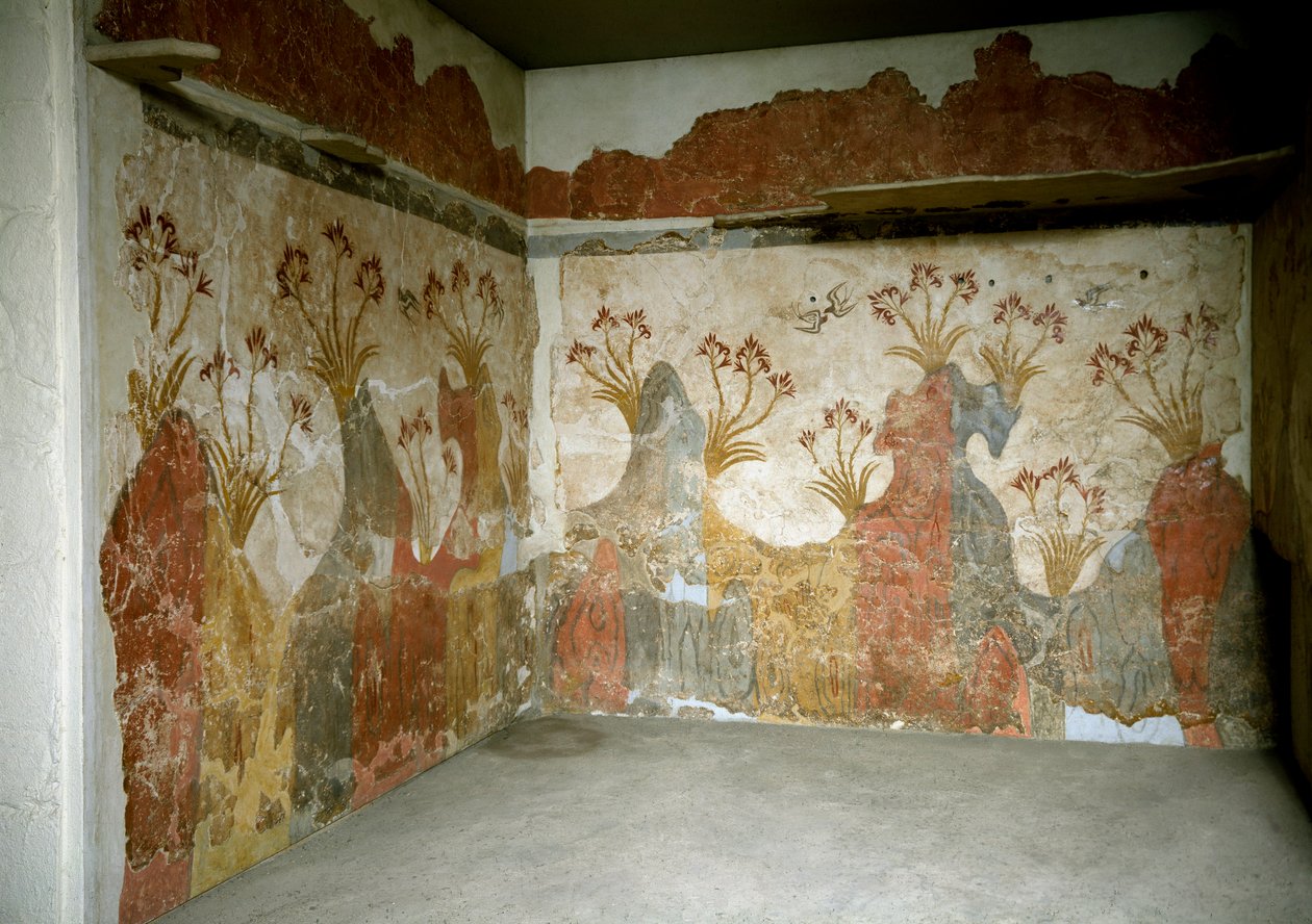 मिनोअन कला: "" वसंत "" अक्रोटिरी से सेंटोरिनी तक भित्तिचित्र। 16वीं शताब्दी ई.पू. एथेंस, राष्ट्रीय पुरातत्व संग्रहालय - मिनोअन कला: वसंत। अक्रोटिरी, सेंटोरिनी से भित्तिचित्र। 16वीं शताब्दी ई.पू. राष्ट्रीय पुरातत्व संग्रहालय, एथेंस, ग्री द्वारा Minoan