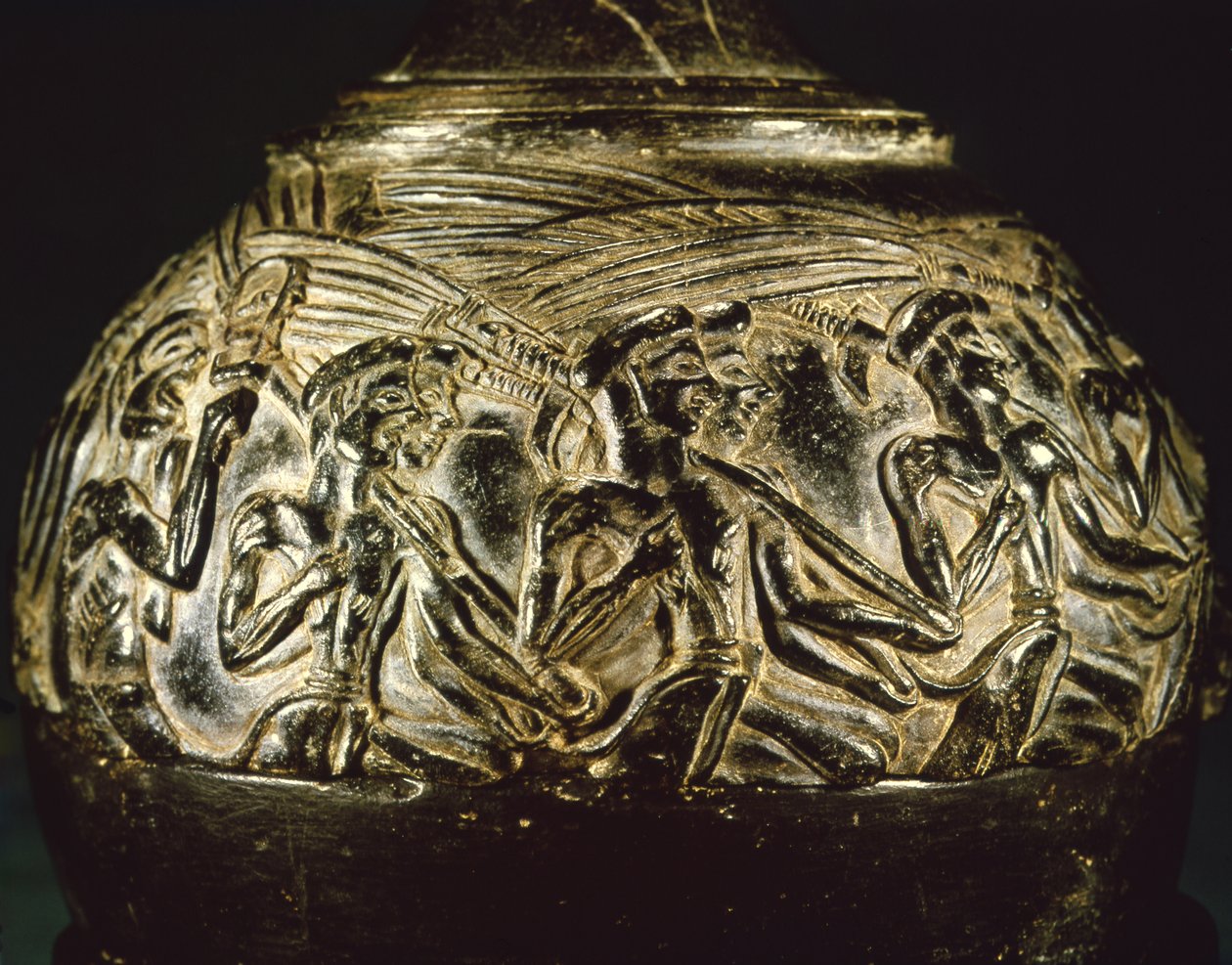 हार्वेस्टर का फूलदान, हागिया ट्रायडा से, c.1550-1500 ईसा पूर्व (स्टीटाइट) द्वारा Minoan