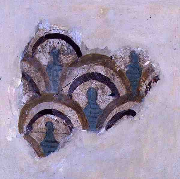 नोसोस, क्रेते से सर्पिल बैंड और फूल, c.1500 ईसा पूर्व (फ्रेस्को) द्वारा Minoan