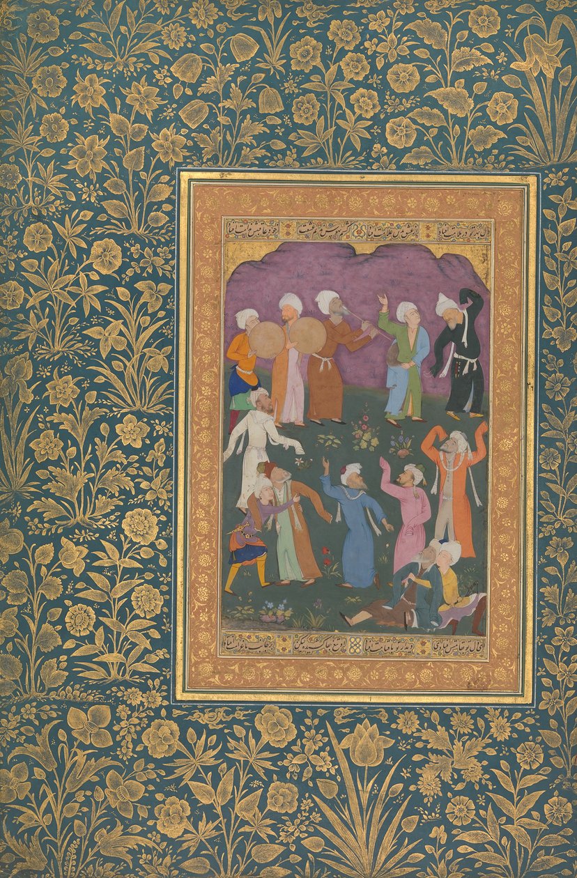 डांसिंग दरवेश, शाहजहाँ एल्बम से फोलियो, रेक्टो: सीए। 1610, वर्सो: सीए. 1530-50. द्वारा मैं 'अली हरविक