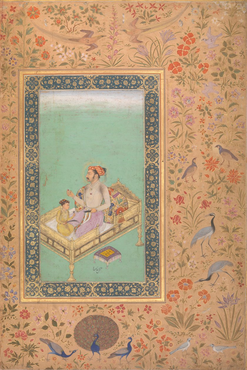 The Emperor Shah Jahan with his Son Dara Shikoh, Folio from the Shah Jahan Album, verso: ca.1620 द्वारा मैं 'अली हरविक