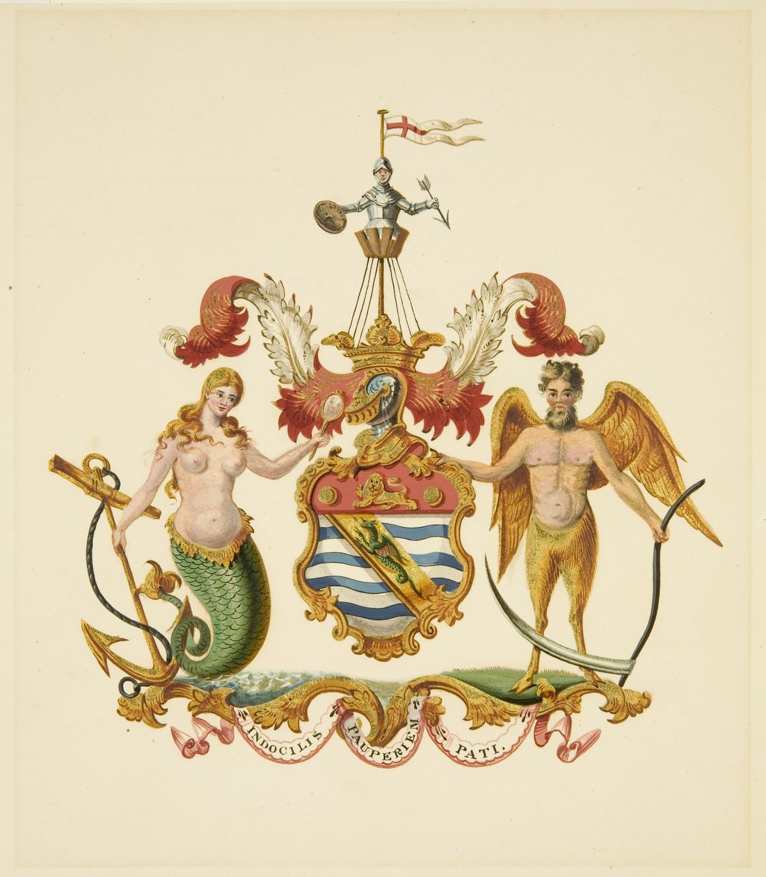मर्चेंट वेंचरर्स सोसाइटी के हथियार, c.1830 (कागज पर पेंसिल और वॉटरकलर) द्वारा मिस (attr.to) ब्रेकेनरिज