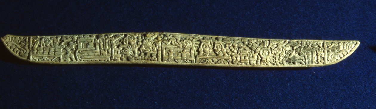 मकबरे, मोंटे अल्बान, ओक्साका, पोस्ट क्लासिक अवधि (हड्डी) से नक्काशीदार जगुआर हड्डी द्वारा मिक्स्टेक