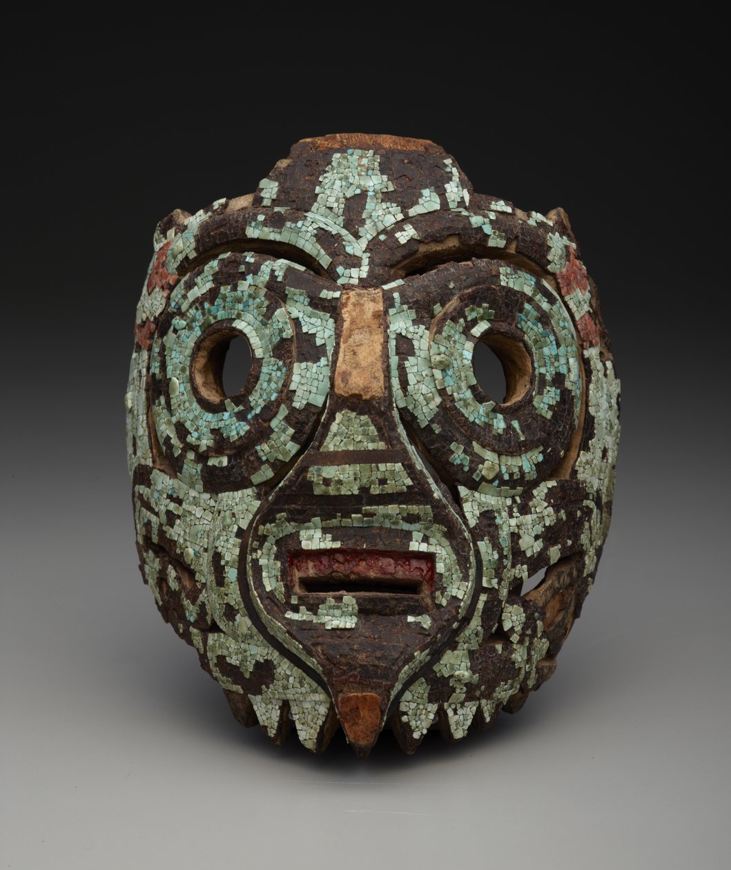 मास्क, संभवतः टाललोक का, c.1350-1521 (लकड़ी, फ़िरोज़ा, खोल, लिग्नाइट और राल) द्वारा मिक्सटेक मिक्सटेक