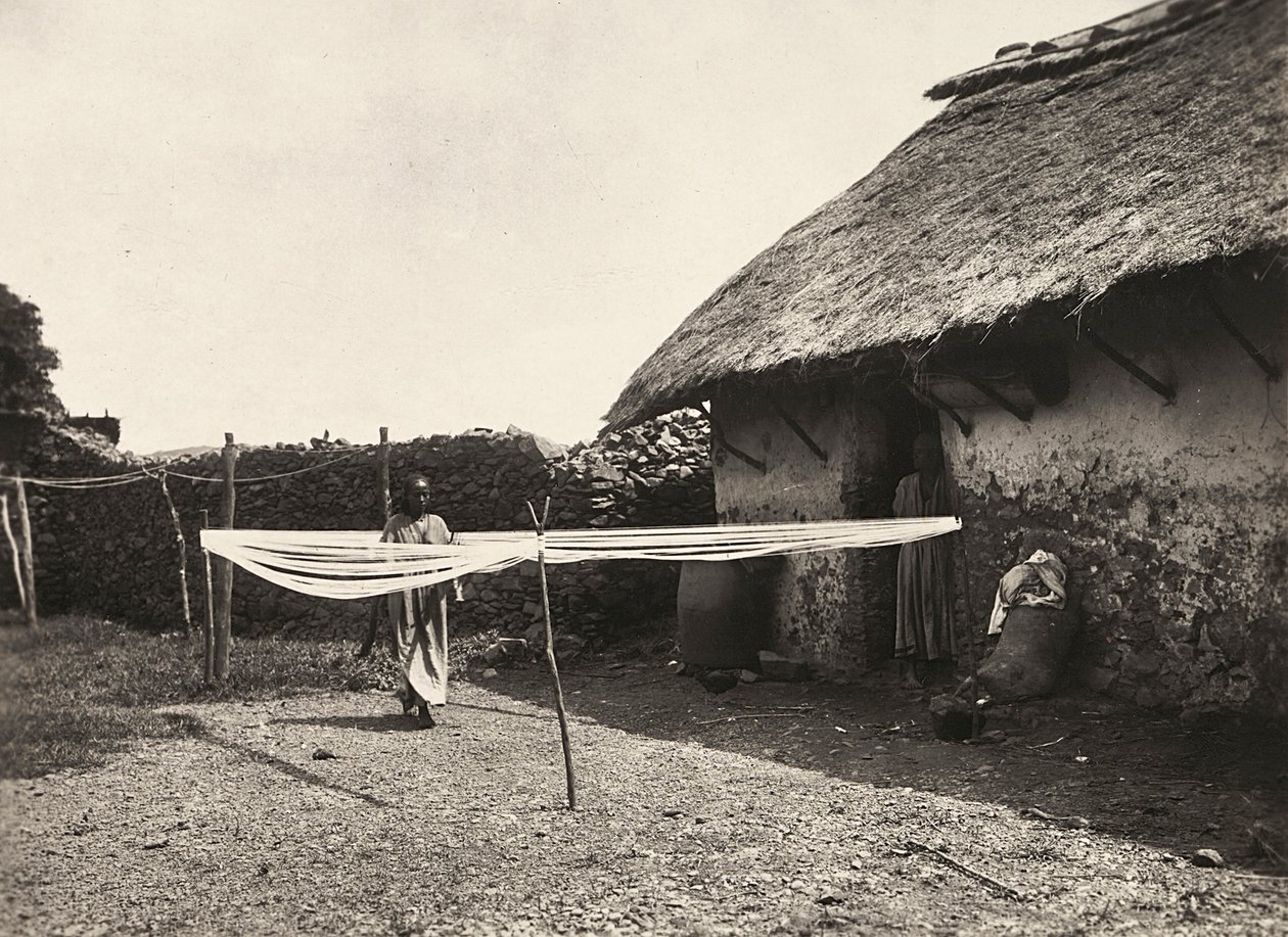 फासीवादी युग में 'बिल्डिंग ए एम्पायर': बुनाई की तैयारी, 09/05/1936 (बी/डब्ल्यू फोटो) द्वारा मोडेस्टिनो बाल्डिनेटी