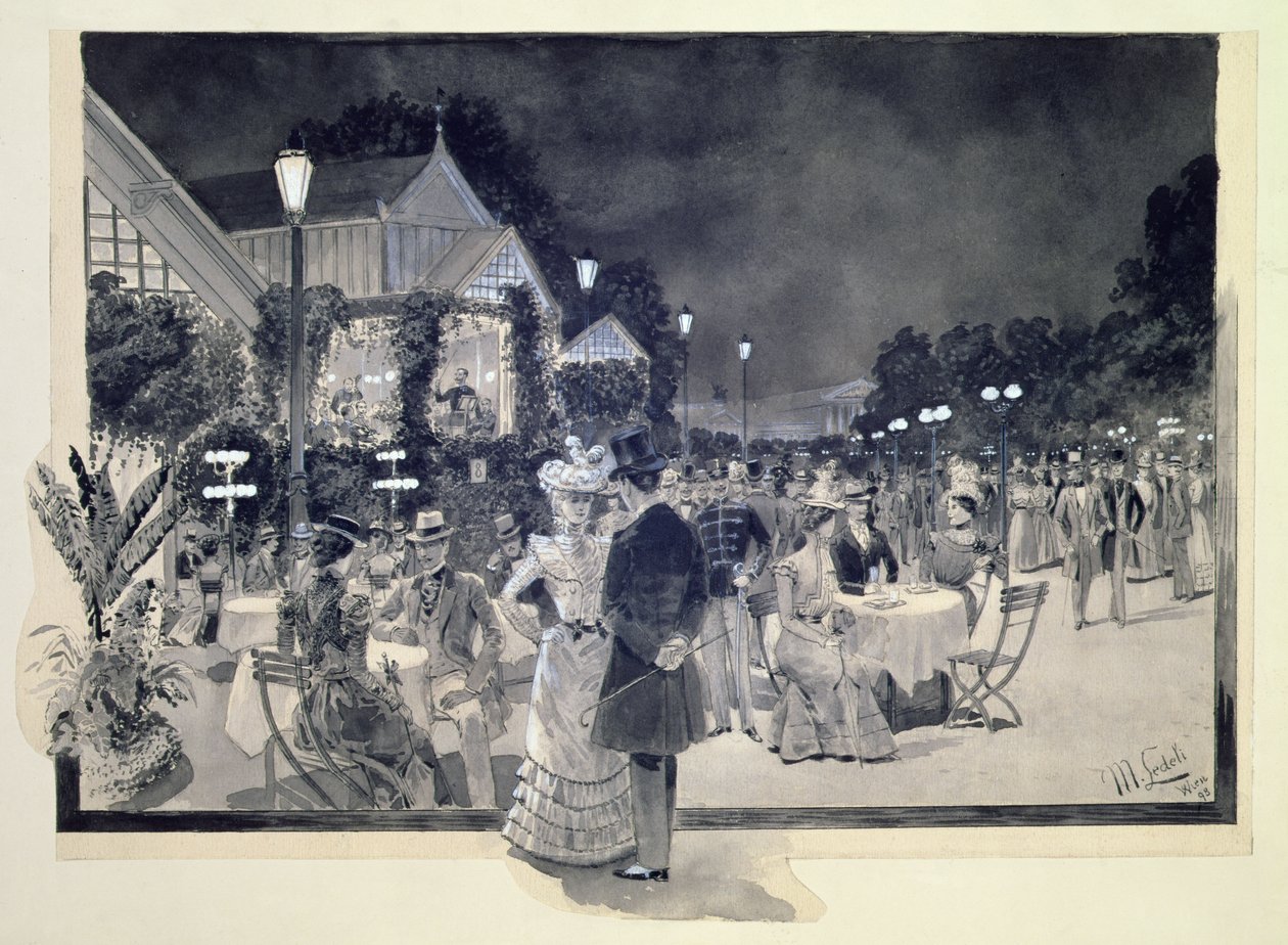 पब्लिक गार्डन, वियना में, 1893 (wc) द्वारा मोरिट्ज़ लेडेली