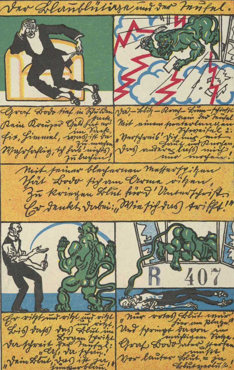 द ब्लू-ब्लडेड मैन एंड द डेविल, 1911। द्वारा मोरित्ज़ जुंग