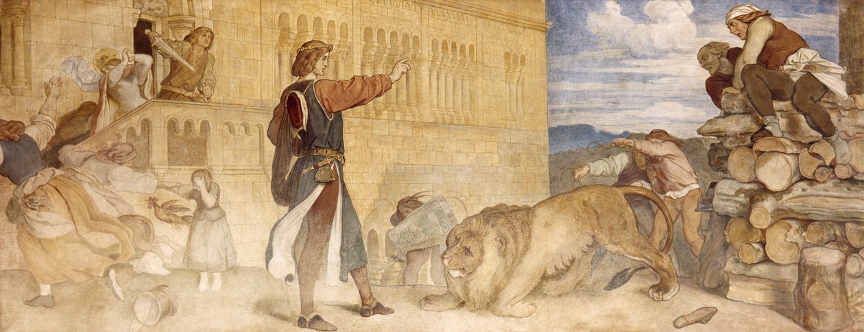 उन्होंने शेरों का इलाज किया जैसे कि वह मजाक कर रहा था, c.185455 द्वारा मोरिट्ज़ लुडविग वॉन शविंड