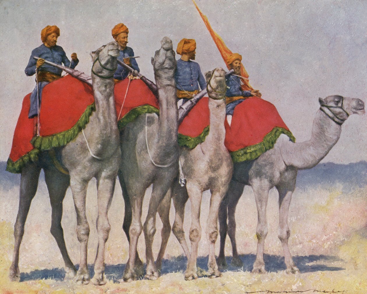 भारतीय ऊंट घुड़सवार सेना - 20 वीं सदी की शुरुआत में द्वारा मोर्टिमर लुडिंगटन मेनप्स