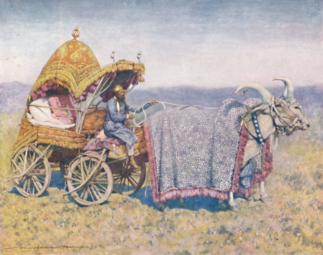 बीकानिर से एक देशी बैलगाड़ी, 1903। द्वारा मोर्टिमर लुडिंगटन मेनपेस