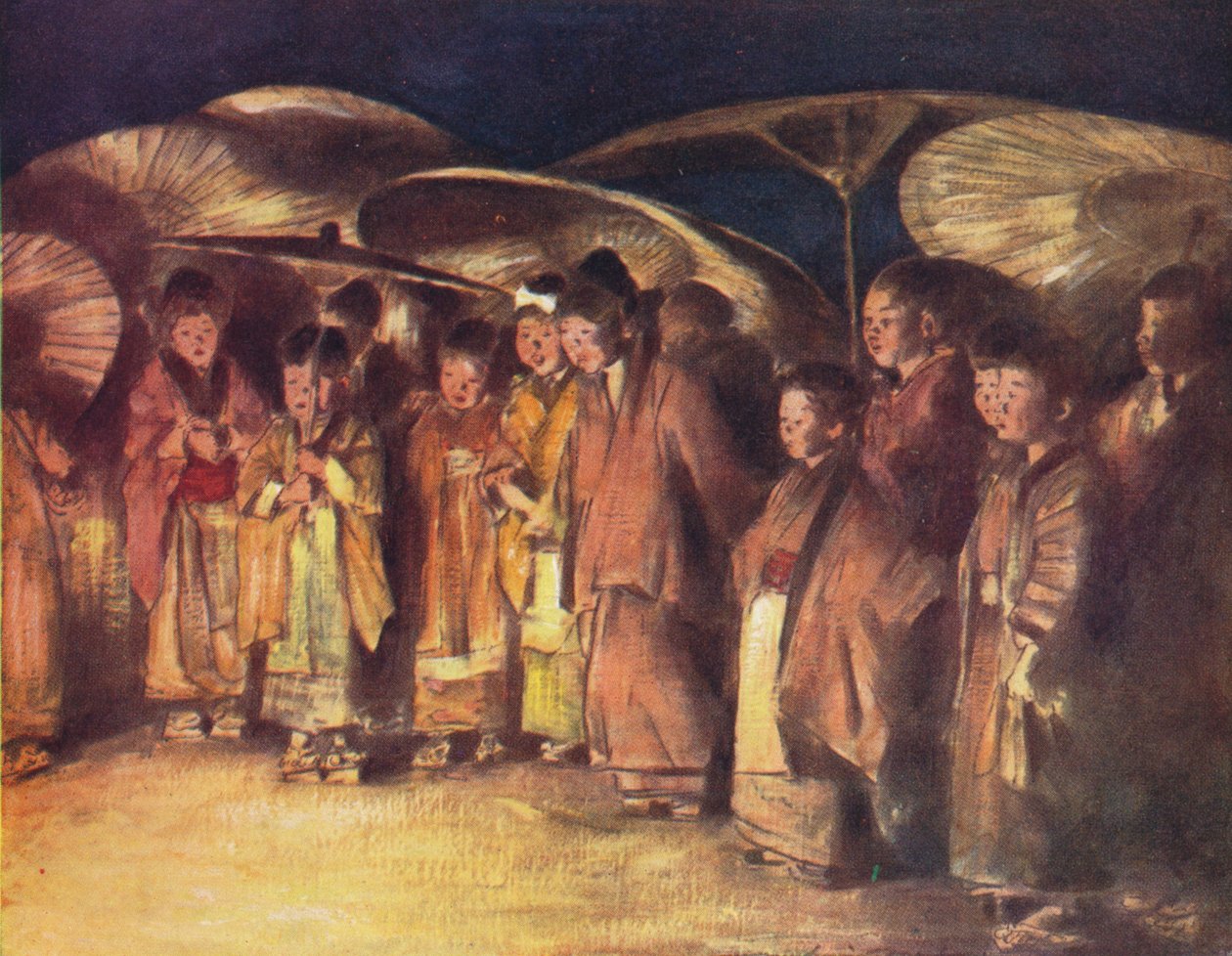 ए स्ट्रीट सीन, किओटो, c1887, 1901 द्वारा मोर्टिमर लुडिंगटन मेनपेस
