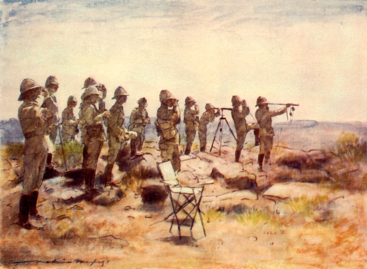 लॉर्ड रॉबर्ट्स एंड स्टाफ ऑसफोंटीन की लड़ाई देख रहे हैं, 1900, 1901। द्वारा मोर्टिमर लुडिंगटन मेनपेस
